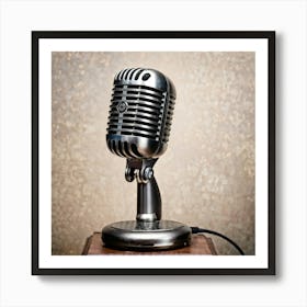 Vintage Microphone With A Timeless Classic Gray Design Grasping The Elegance Of Past Eras Detailed Art Print