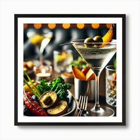 A Close Up Of Signature Martinis Served With Bold Art Print