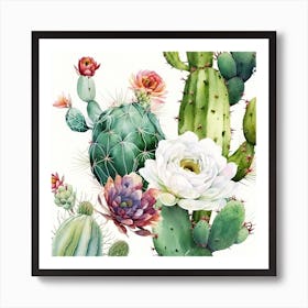 Flowering Cacti A Art Print