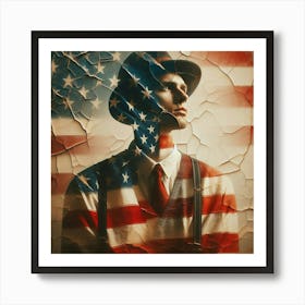 A american flag, a man Art Print