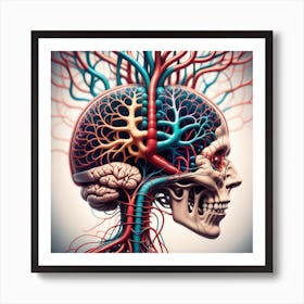 Human Brain With Blood Vessels 13 Art Print