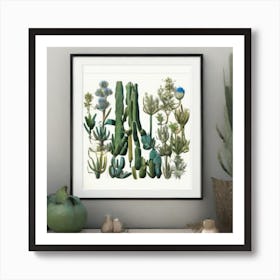 Cactus Print Jardin Majorelle, Morocco Vintage Botanical Art Print 2 Art Print