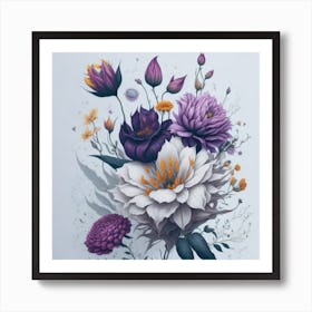 Purple Flowers myluckycharm Art Print