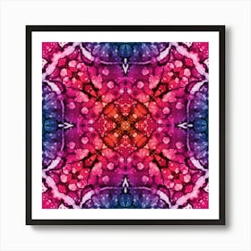 Abstraction Blue Red Watercolor Flower Art Print