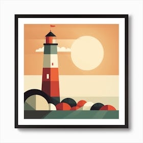 Lighthouse At Sunset Art Print