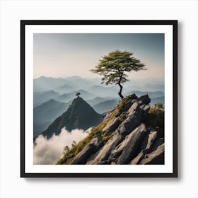 Lone Tree On Top Of Mountain 4 Art Print