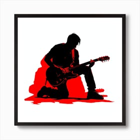 Silhouette Of A Guitar Player Art Print