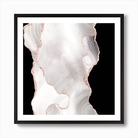 White & Rose Gold Glitter Agate Texture 04 Art Print