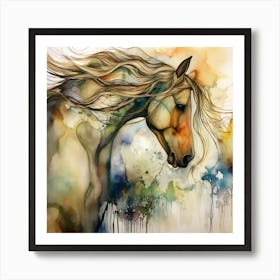 Horse Watercolor Painting Art Print