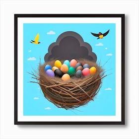 Easter Eggs In A Nest 125 Art Print