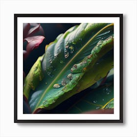 Raindrops On A Leaf Art Print