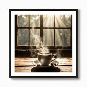 Coffee Cup In Front Of Window 1 Art Print