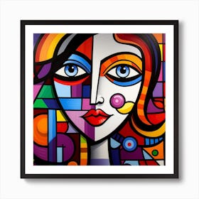 Face Of A Woman, cubism Art Print