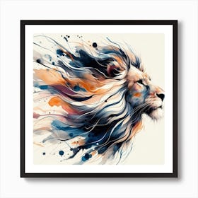 Experience The Beauty And Grace Of A Lion In Motion With This Dynamic Watercolour Art Print Art Print