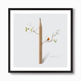 Pencil Tree Square Art Print