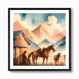 Cowboy Painting Art Print