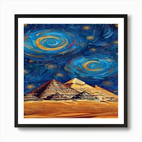 Starry Night Over Pyramids Van Gogh Art Print