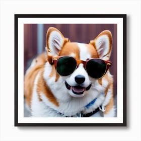 Corgi Wearing Sunglasses Art Print