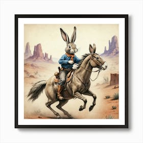 Rabbit On A Horse Art Print