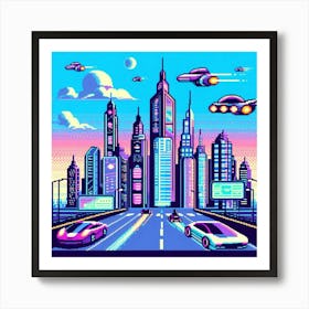 8-bit futuristic city 1 Art Print