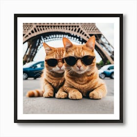 Cats In Paris (2) Art Print