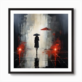 Woman In The Rain 1 Art Print