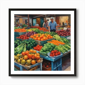 Fruit And Vegetable Market Art Print