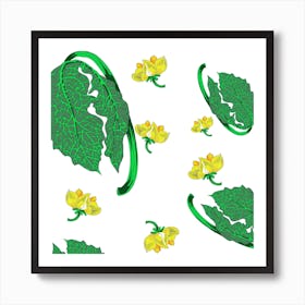 Leaves And Flowers Art Print