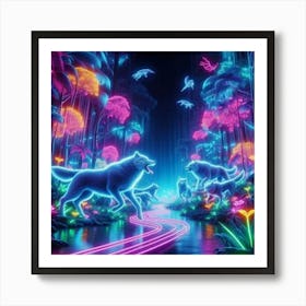 Glowing animals Art Print