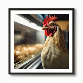 Chicken In A Cage Art Print