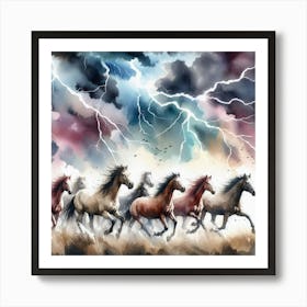 horses in the storm 7 Art Print