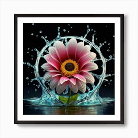 Water Splash Flower Art Print