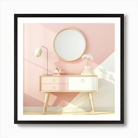 Pink Bedroom Interior 3d Rendering Art Print