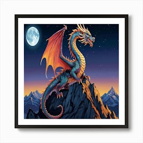 Dragon In The Night Sky Art Print