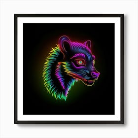 Neon Wolf Head 9 Art Print