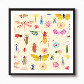 Retro Bugs Square Art Print