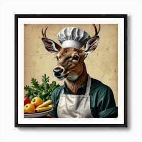 Chef Deer 3 Art Print