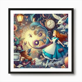 Illustration of Alice in Wonderland Art Print