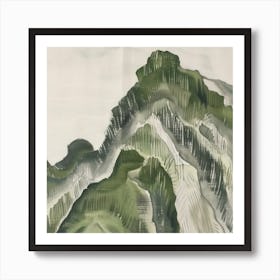 Japanese Watercolour Of Mount Nantai 1 Art Print