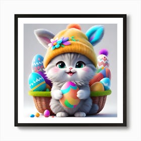 Easter Joy: A Tiny Bunny's Delight Art Print