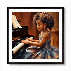 Little Girl Playing Piano Art Print