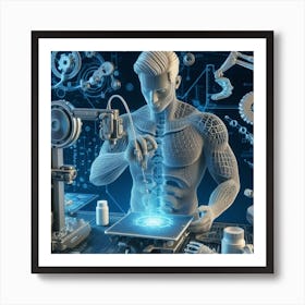 Man Working On A Machine Art Print