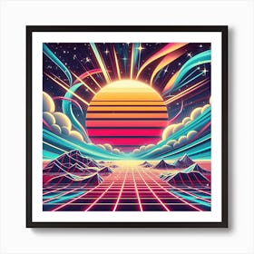 80's retro sunset Art Print