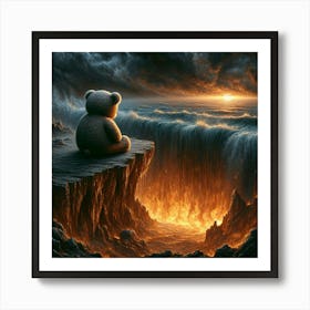 Teddy Bear On Cliff 1 Art Print