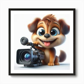 Dog With Camera Art Print