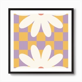 Daisy & Checkerboard  Art Print