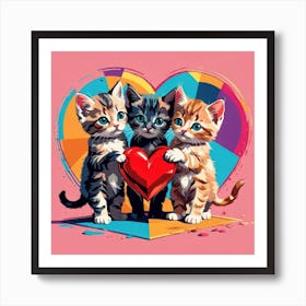 Valentine Kittens 1 Art Print