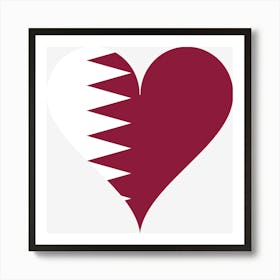 Heart Love Flag Qatar Arabian Peninsula Heart Shaped Art Print