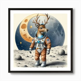 Astronaut Deer 2 Art Print