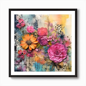 Vintage Bright Flowers 10 Art Print